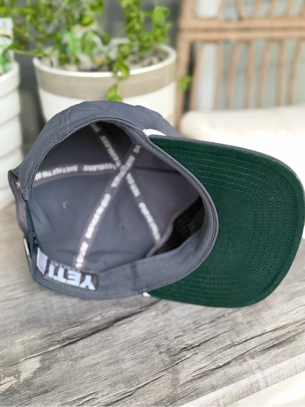 Yeti Coolers Cap Hat with White Rope Trim Snap Back Gray White Rope Embroidered